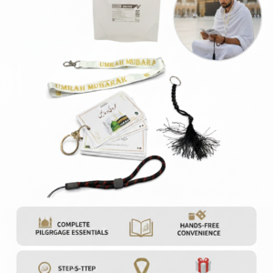 URDU Umrah Dua Pack Keychain, Lanyard, Tasbih, and Wrist Strap | Essential Umrah Gift & Travel Accessories